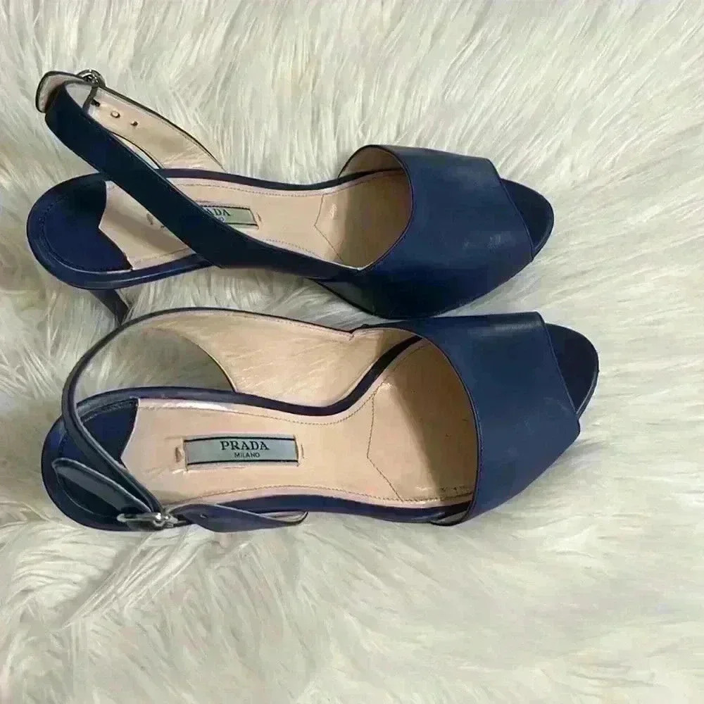 PRADA D.ORSAY PUMPS SANDAL COLOR BLUETTE - Picture 2 of 12